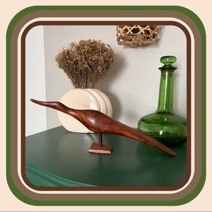 MCM teak wood bird carving
